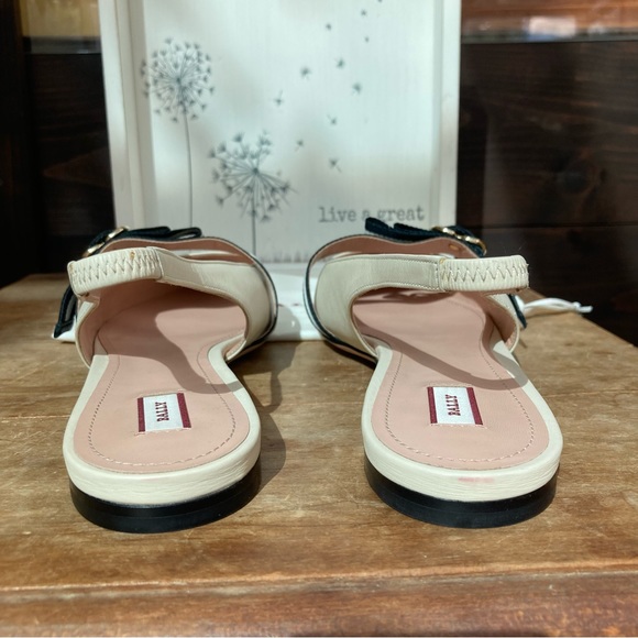 Bally slingback flats ballet flats slides off white & black pointy toe 10.5 - Picture 9 of 14